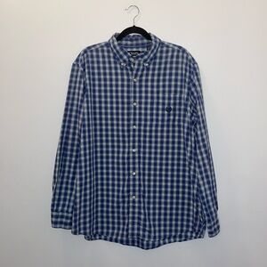 Chaps Ralph Lauren Easy Care Blue Green White Plaid Long Sleeve Button Men’s XL